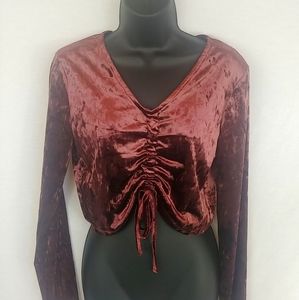 Divided Velour Adjustable Crop Top